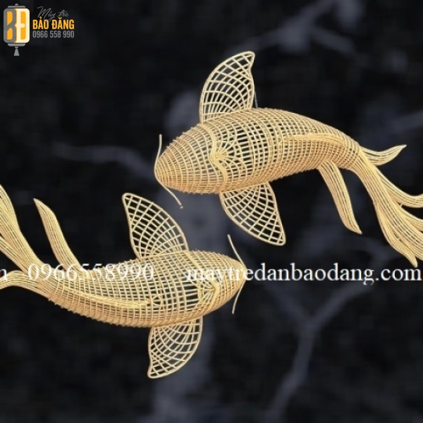 ĐÈN MÂY TRE CÁ LONG VŨ ỐP TƯỜNG